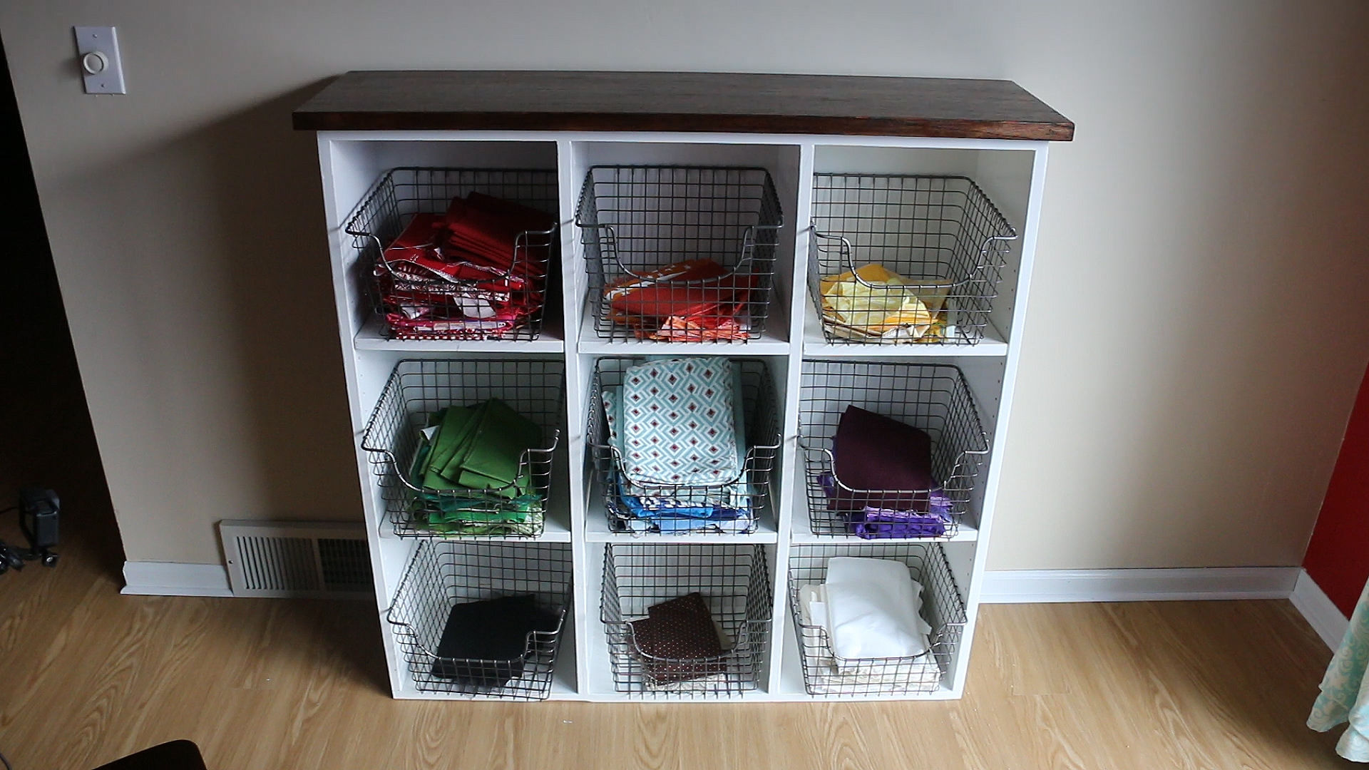 Sewing fabric shelves